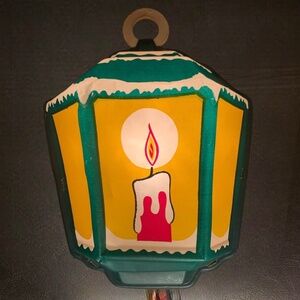 Vintage Glolite illuminated Christmas old English-blow mold-flatback lantern